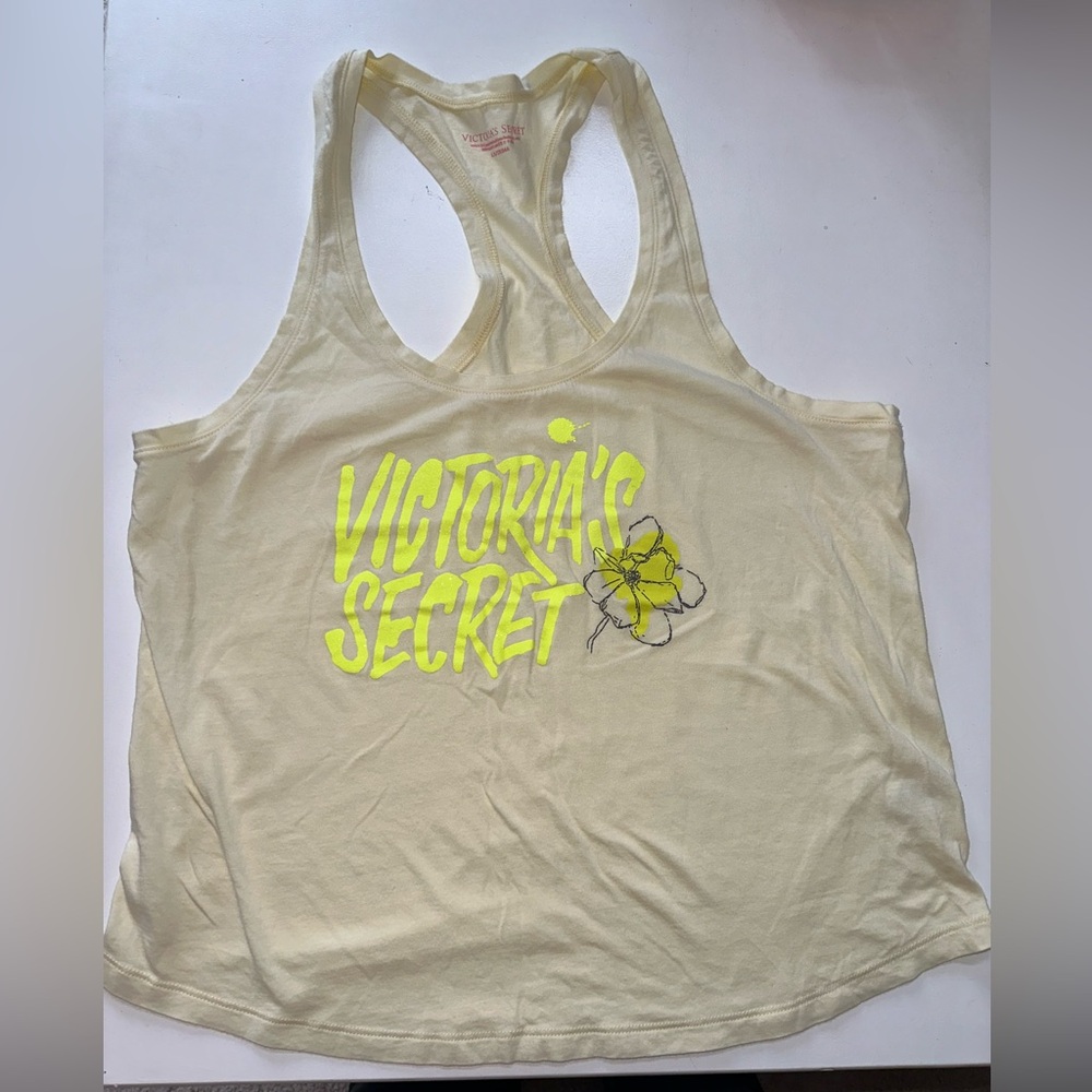 Victoria's Secret Y2K Vintage Hibiscus Flower Yellow Tank Top Size Large